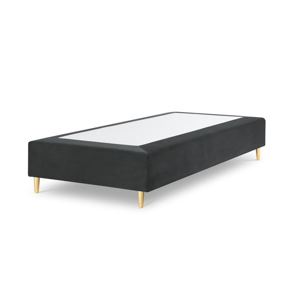 Ciemnoszare aksamitne łóżko jednoosobowe Milo Casa Lia, 90x200 cm