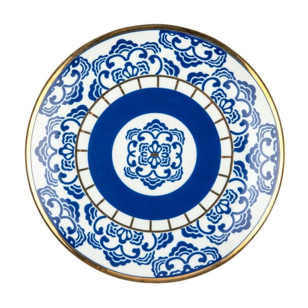 Niebiesko-biały talerz porcelanowy Vivas Melinda, Ø 23 cm