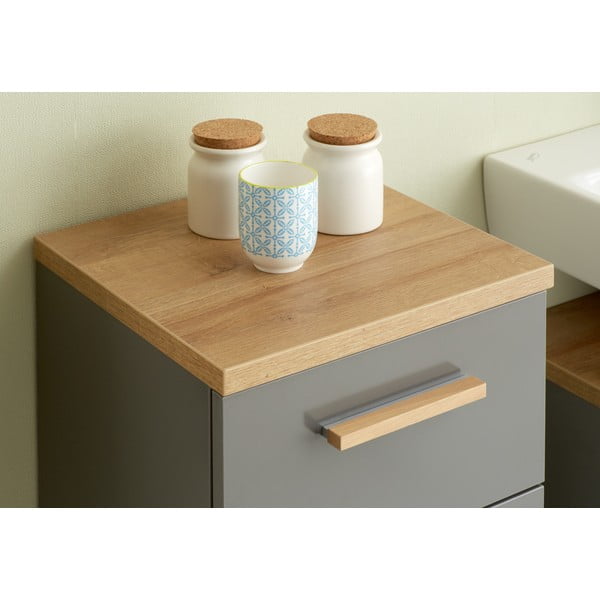 Szara niska szafka łazienkowa w dekorze dębu 35,5x89,5 cm Quickset 924 – Pelipal-image-3