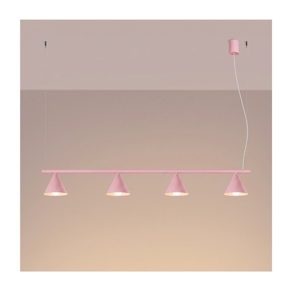 Różowa stalowa lampa wisząca Zylo – Sollux-image-3