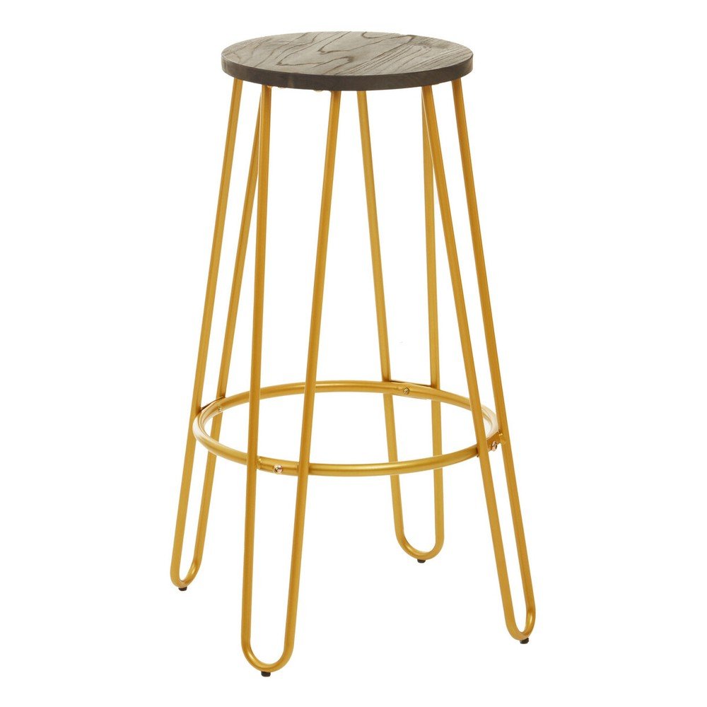 Hoker z litego drewna wiązu w kolorze złota/w naturalnym kolorze (wysokość siedziska 75 cm) District – Premier Housewares