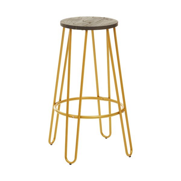 Hoker z litego drewna wiązu w kolorze złota/w naturalnym kolorze (wysokość siedziska 75 cm) District – Premier Housewares