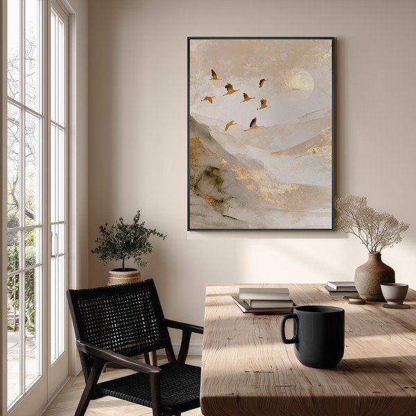 Obraz drukowany z ramą w zestawie 60x80 cm Golden Peaks II – Styler-image-1