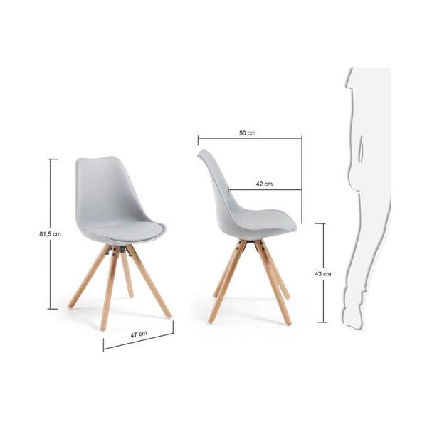 Zestaw 4 szarych krzeseł jadalnianych La Forma Lars-image-4