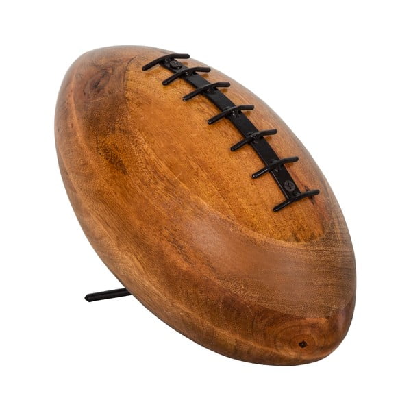 Dekoracja z drewna mango w kształcie piłki do rugby Antic Line Rugby, 28x24 cm