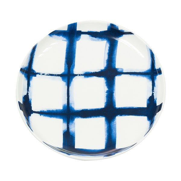 Niebiesko-biały talerz porcelanowy Santiago Pons Grid, ⌀ 21 cm 