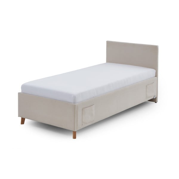 Beżowe tapicerowane łóżko dziecięce ze schowkiem ze stelażem 90x200 cm Cool – Meise Möbel