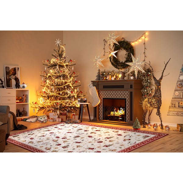 Czerwony dywan z mieszanki bawełny ze świątecznym motywem 160x230 cm Toy's Delight Red Christmas – Villeroy&Boch-image-1