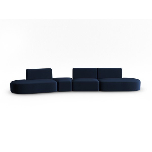 Niebieska aksamitna sofa lewostronna 428 cm Paolo – Milo Casa
