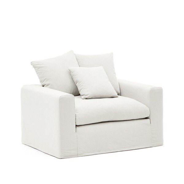 Biały lniany fotel Nora – Kave Home