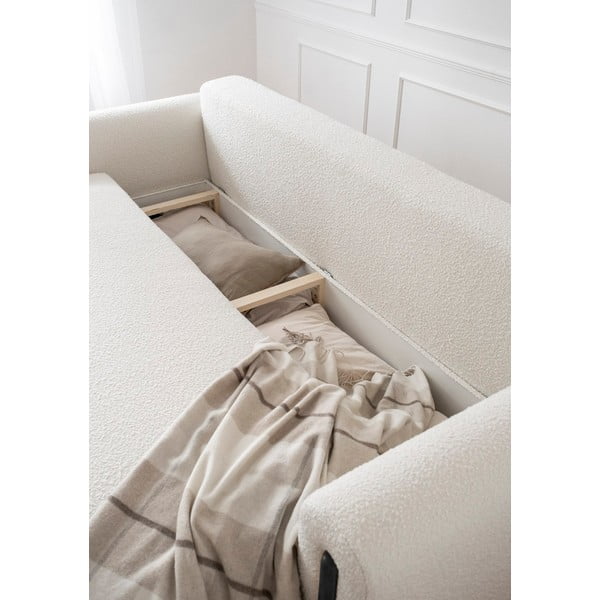 Rozkładana/ze schowkiem sofa z materiału bouclé w kolorze kości słoniowej 244 cm Arcadova – ELTAP-image-4