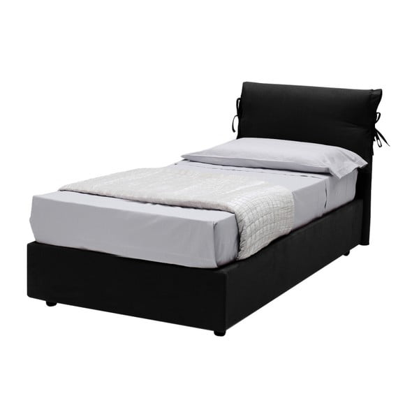 Czarne łóżko jednoosobowe ze schowkiem 13Casa Iris, 80x190 cm
