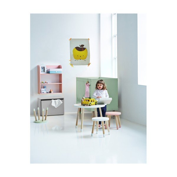 Biały stołek dziecięcy Flexa Dots, ø 30 cm-image-2
