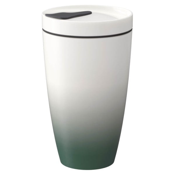 Zielono-biały porcelanowy kubek podróżny Villeroy & Boch Like To Go, 350 ml