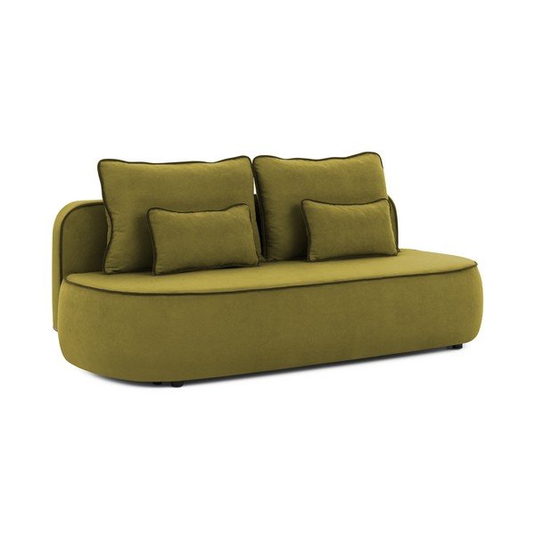 Zielona/ciemnozielona aksamitna rozkładana/ze schowkiem sofa dla dzieci 210 cm Saga – Ropez