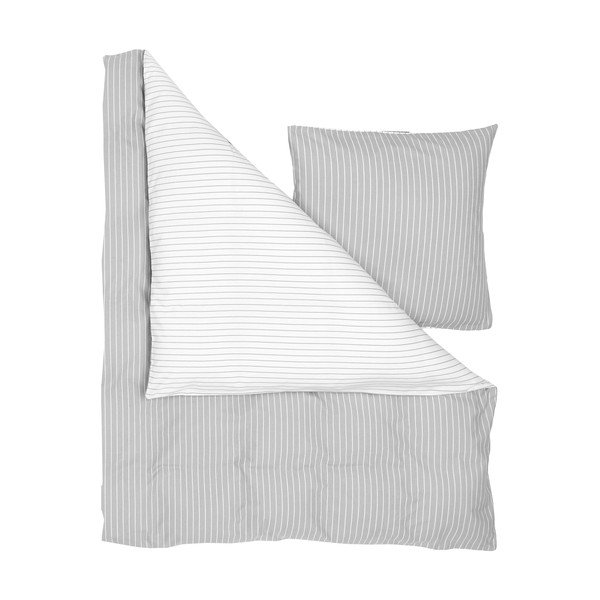 Szara flanelowa pościel jednoosobowa Westwing Collection Talin, 155x220 cm-image-2