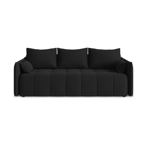 Czarna rozkładana/ze schowkiem sofa 225 cm Moku – Makamii