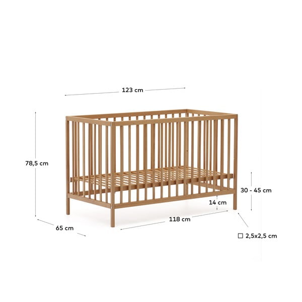 Łóżeczko z litego drewna bukowego 60x120 cm Shantal – Kave Home-image-4