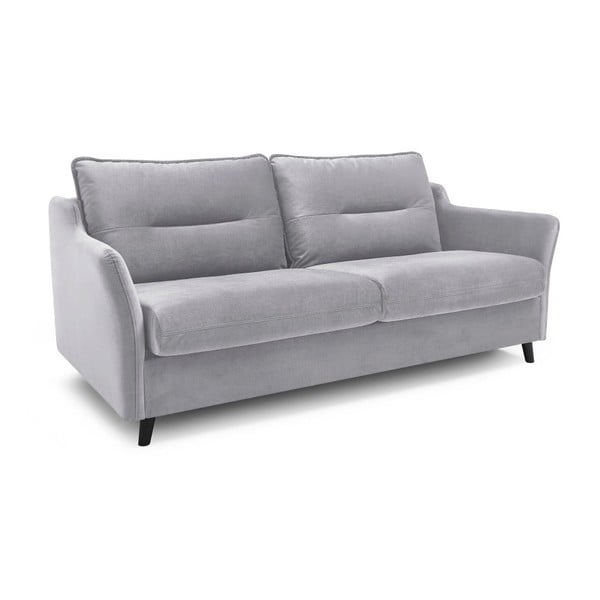 (II. jakość) Jasnoszara aksamitna sofa rozkładana Bobochic Paris Loft-image-3