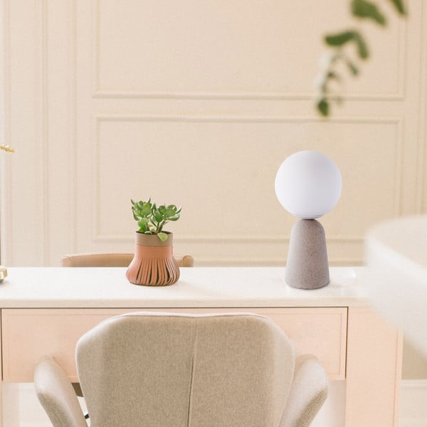 Szara lampa stołowa SULION Creta, wys. 29,5 cm-image-1