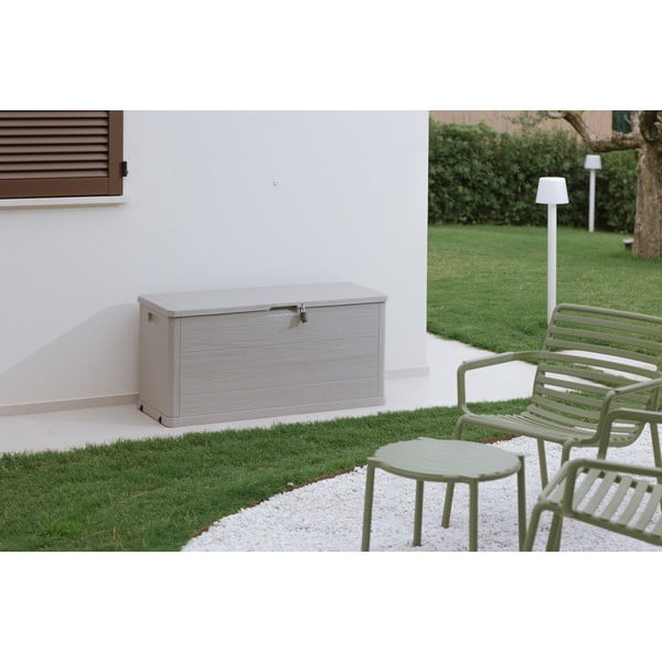 Jasnoszara plastikowa skrzynia ogrodowa Woodys – Toomax-image-1