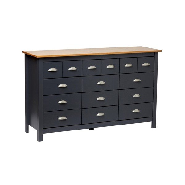 Antracytowoszara komoda z litego drewna sosnowego se 12 szufladami Marckeric Jade-image-2