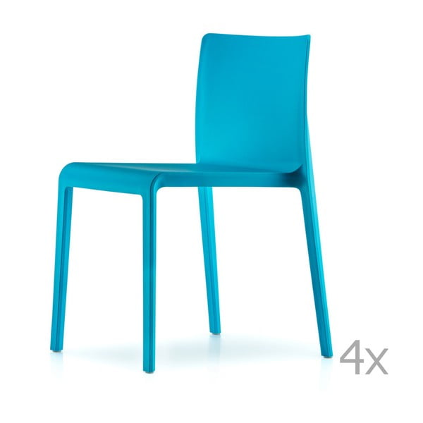 Zestaw 4 niebieskich krzeseł Pedrali Volt