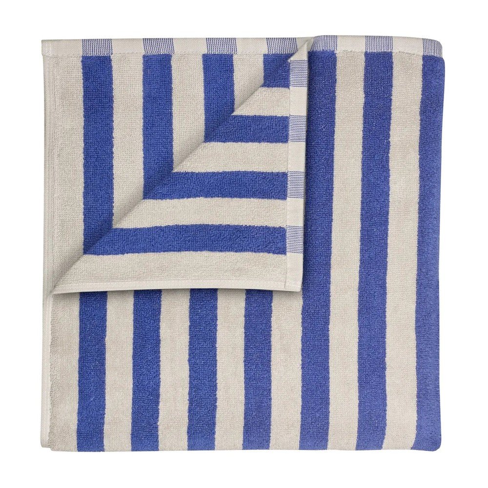 Niebiesko-kremowy ręcznik kąpielowy z bawełny organicznej frotte 70x140 cm Arto – Blomus