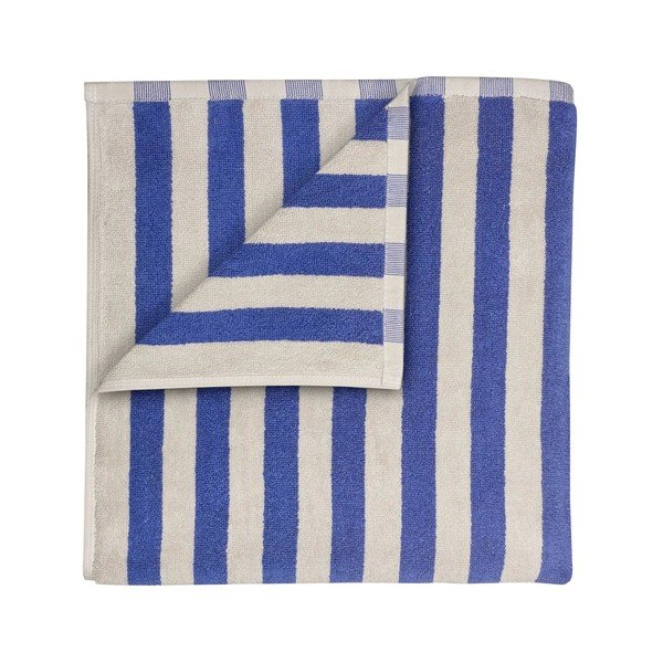 Niebieski/kremowy ręcznik kąpielowy z bawełny organicznej frotte 70x140 cm Arto – Blomus