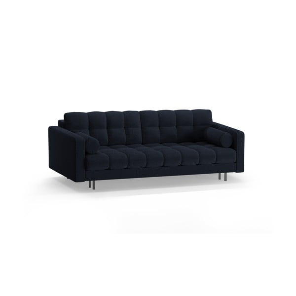 Ciemnoniebieska rozkładana sofa ze schowkiem z materiału bouclé 222 cm Bali – Cosmopolitan Design-image-3