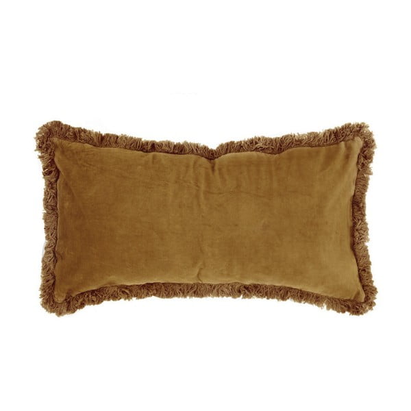 Karmelowa poduszka z aksamitnego materiału PT LIVING, 60x30 cm
