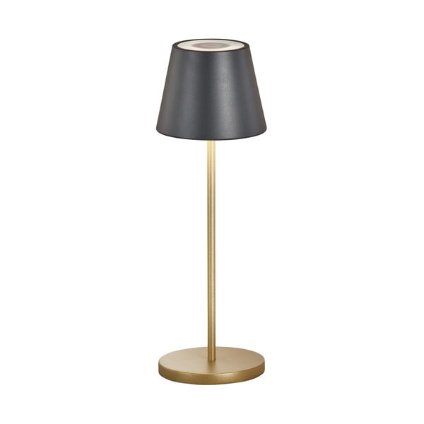 Lampa stołowa LED w czarno-złotym kolorze z metalowym kloszem (wysokość 34 cm) Cosenza – Fischer & Honsel