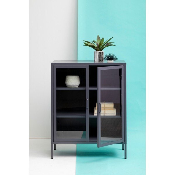 Szara stalowa witryna 80x102x40 cm Acier – Premier Housewares-image-4