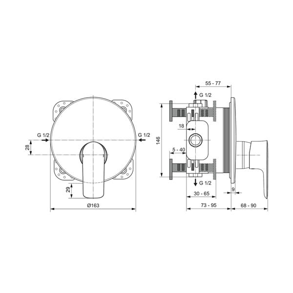 Antracytowa podtynkowa bateria prysznicowa Connect Air – Ideal Standard-image-2