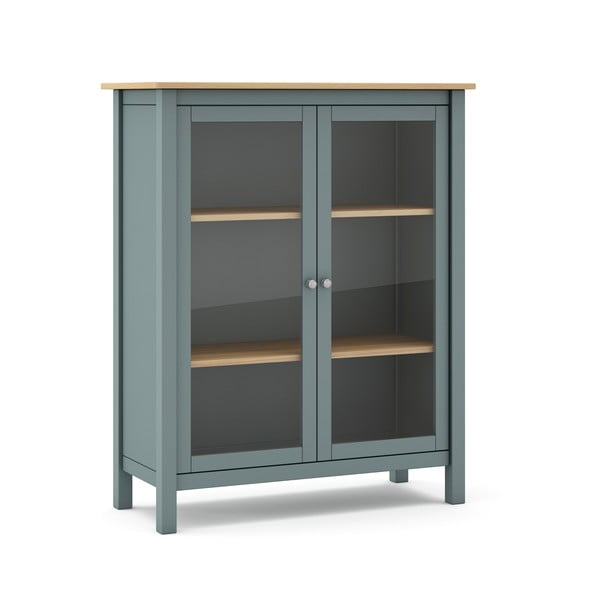 Szarozielona witryna z litego drewna sosnowego 90x110x40 cm Misti – Marckeric-image-1