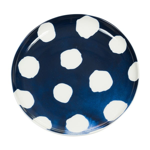 Biało-niebieski talerz porcelanowy Santiago Pons Dotty, ⌀ 16 cm 