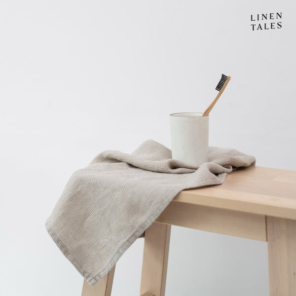 Lniany kąpielowy ręcznik waflowy 100x140 cm Natural Fine Waffle – Linen Tales-image-1