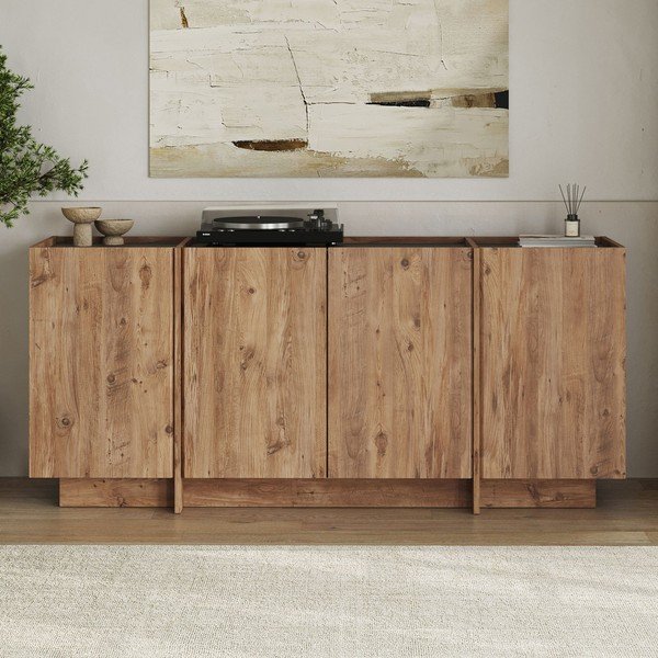 Komoda w dekorze sosny z otworem na kable w naturalnym kolorze 180x80x45 cm Dorma – Kalune Design-image-1