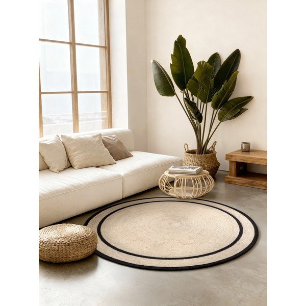 Okrągły dywan z juty tkany ręcznie w jasnym naturalnym kolorze ø 150 cm Lina – Hanse Home-image-1