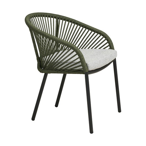 Zielone metalowe tapicerowane krzesło ogrodowe Novella – House Nordic-image-3