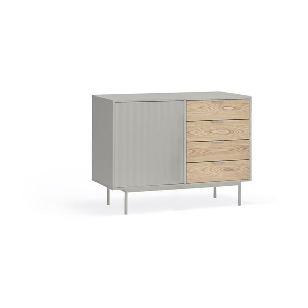 Szaro-naturalna niska komoda w dekorze dębu 108x80 cm Sierra – Teulat-image-3