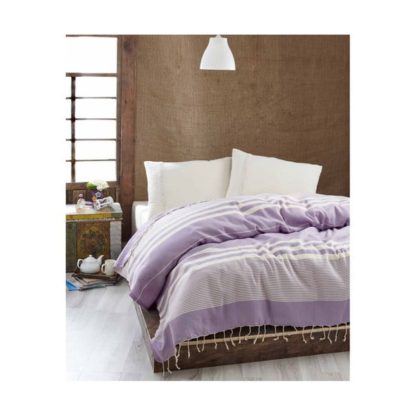 Lekka narzuta na łóżko Hereke Lilac, 200x235 cm