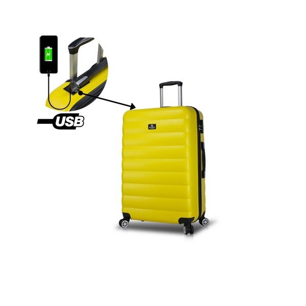 Żółta walizka na kółkach z USB My Valice COLORS RESSNO Large Suitcase-image-2
