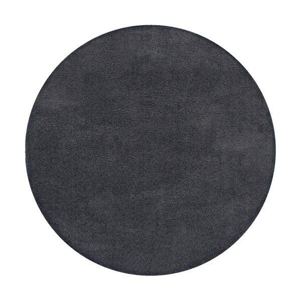 Ciemnoszary okrągły dywan z włókien z recyklingu odpowiedni do prania 133x133 cm Fluffy – Flair Rugs