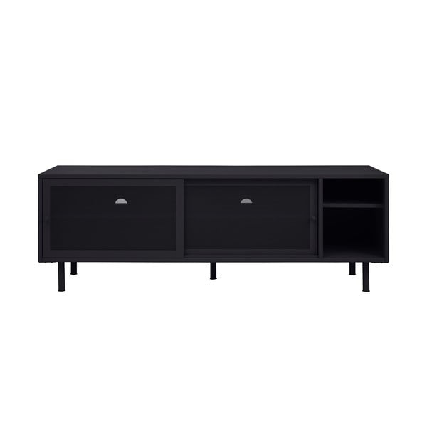 Czarna metalowa szafka pod TV 160x55x45 cm Veep – Unique Furniture