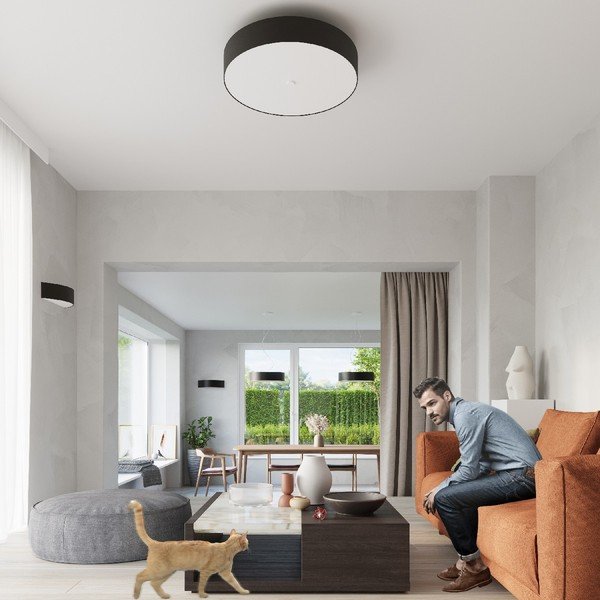 Czarna lampa sufitowa ze szklanym kloszem ø 70 cm Herra – Sollux-image-3