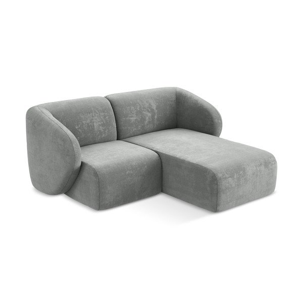 Szary narożnik z tkaniny szenilowej (prawostronny/z szezlongiem) Lani – Makamii-image-2