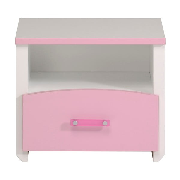 Różowo-biała szafka nocna z szufladą Parisot Amabelle