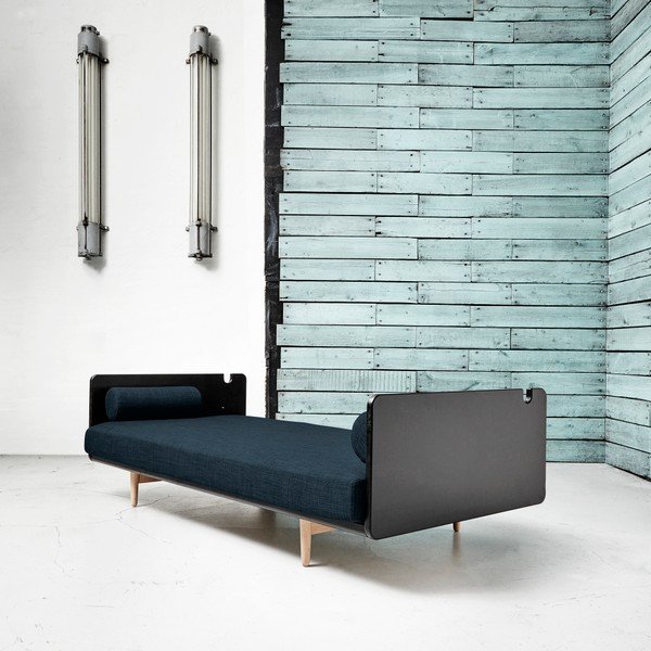 Sofa rozkładana Karup Deva Black/Raw Oak/Deep Blue-image-2