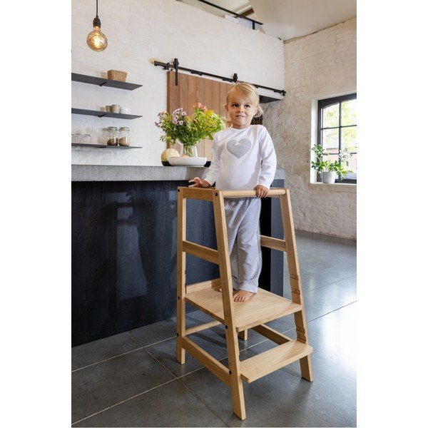 Pomocnik kuchenny dla dzieci z litego drewna dębowego w naturalnym kolorze Forrest – Vipack-image-1